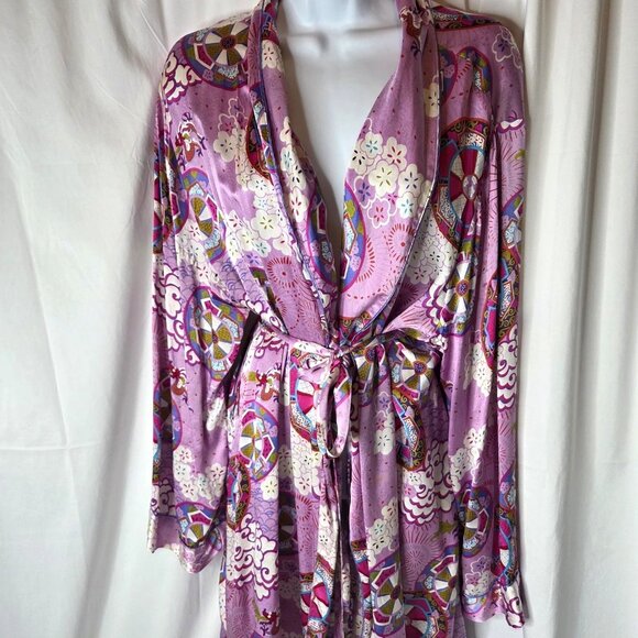 Nick & Nora Women's Size XXL Silk Robe Asian Dragon Purple - Picture 8 of 10